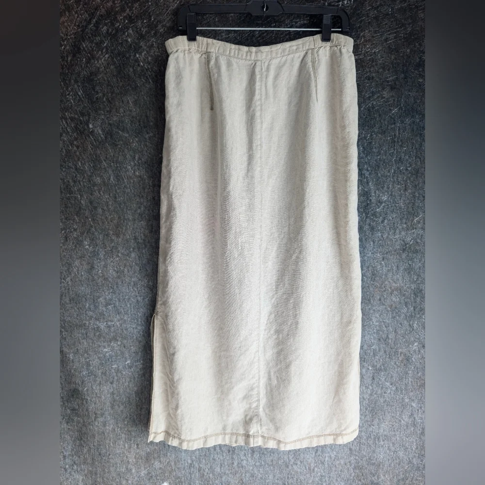 Linen Stonewashed Vintage Midi Skirt